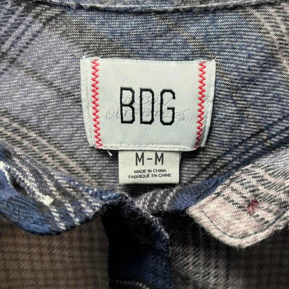 BDG Women M Flannel Shirt Checkered Casual Gray Blue - Picture 2 of 8